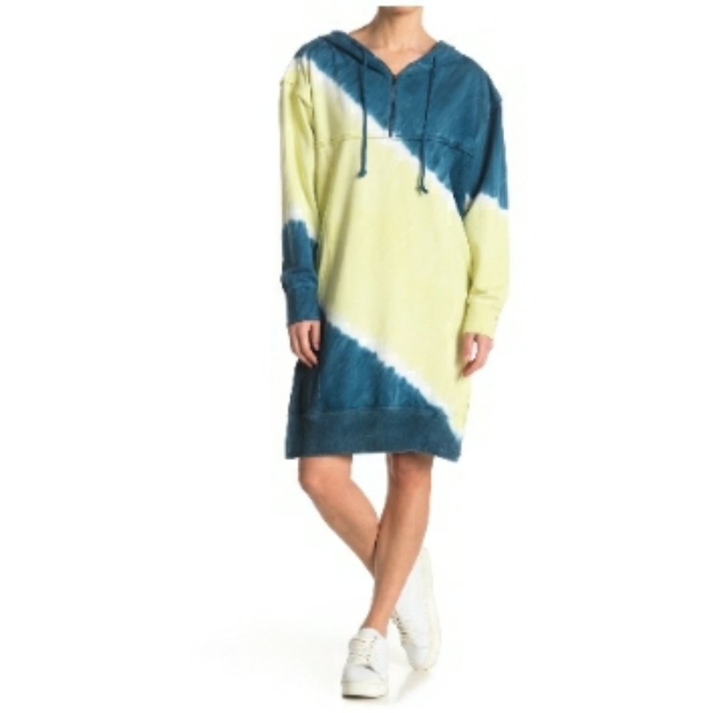 STITCHDROP French Terry Tie Dye Hoodie Dress